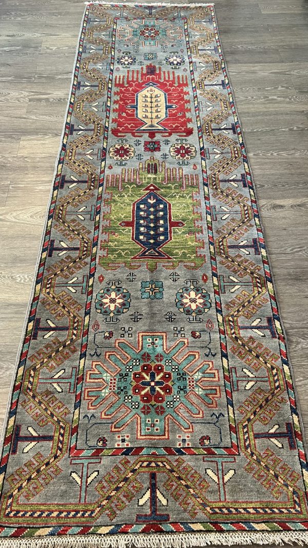 Persian Gabbeh Runner Rug 100% Wool, 10.4”x3
