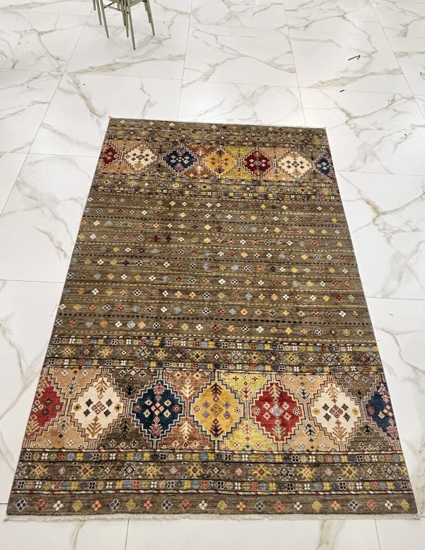 Persian Rug, Golden Color, Wool Rug – Authentic Afghan Art 10x7 ft