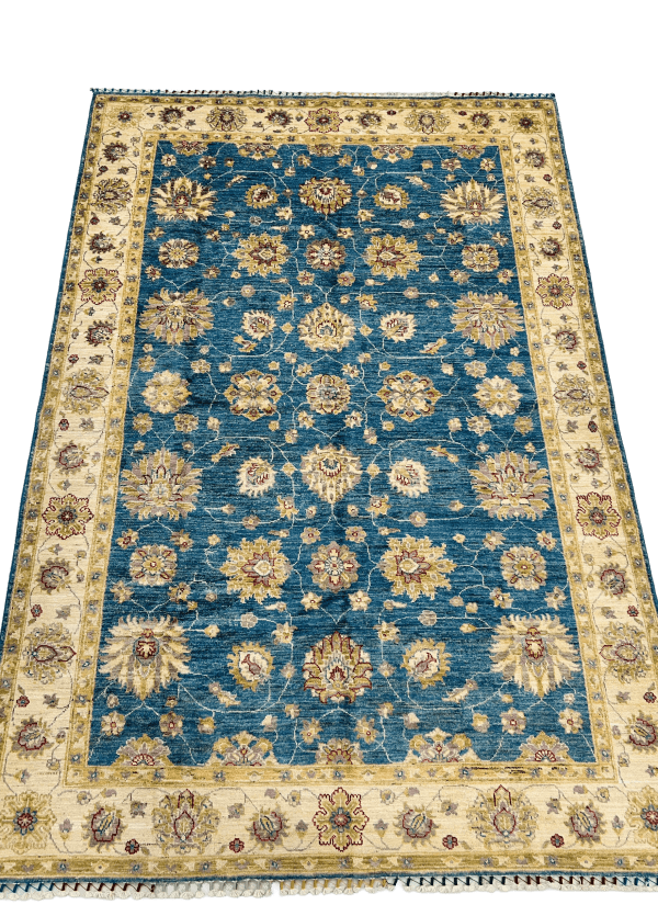 Handmade Afghan Wool Rug | 6x9 ft Floral Medallion Rug | Traditional Oriental