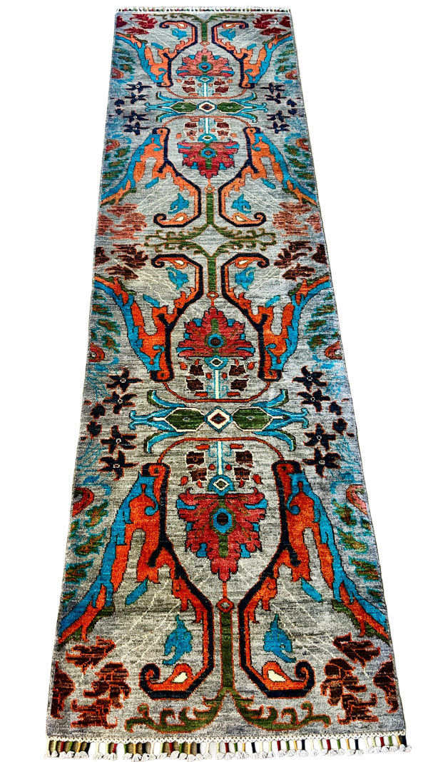 3x10 ft | Handmade Chobi Wool Runner Rug – Afghan Tribal Design