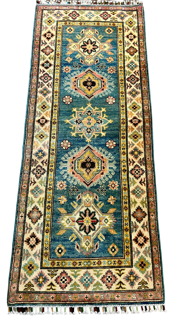 Boho Hallway Runner Rug 2.7x6.7 – Vintage Wool Handmade
