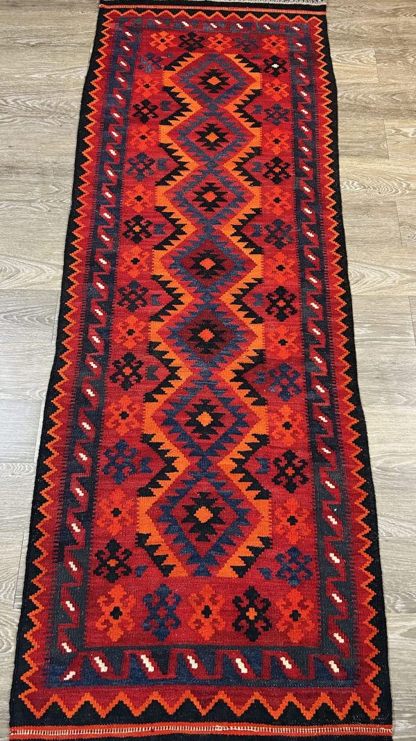 Kilim Runner – 100% Wool, One-of-a-Kind Design | 2.6x7.4 ft