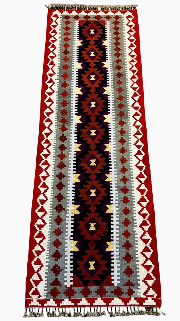 Handmade Kilim Runner – 2’6” x 7’4” | Wool Foundation with Soft Cotton Pile