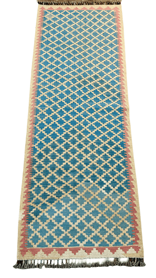 Kilim Runner – Tribal Geometric Design | 2.6x7.4 ft