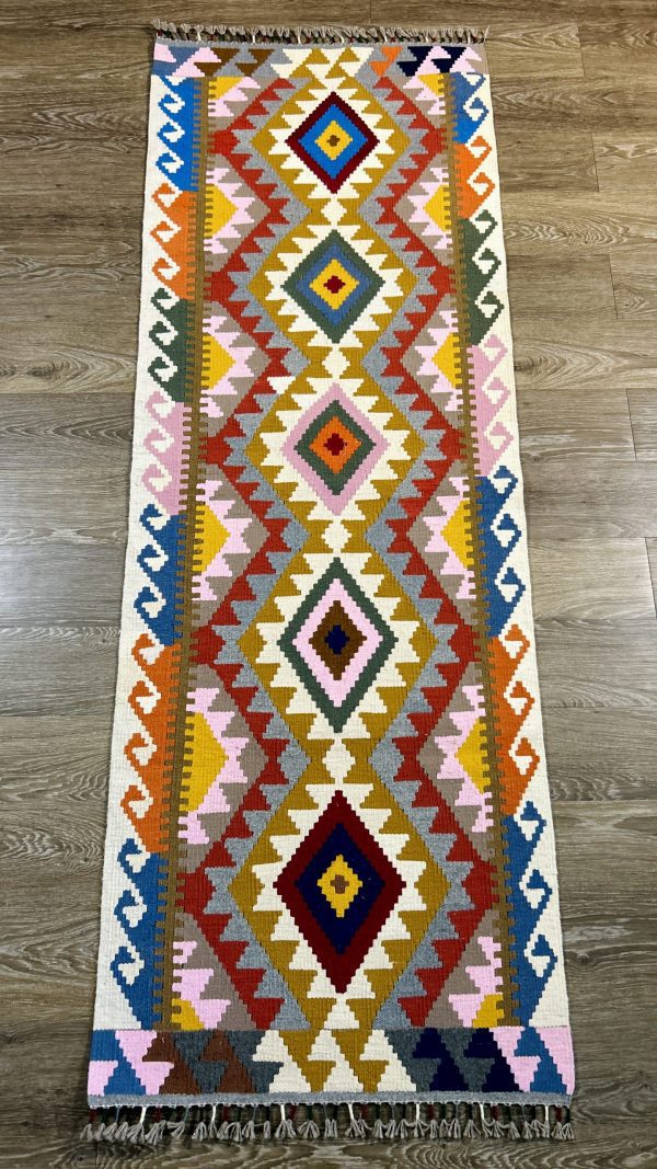 Handmade Kilim Runner – 2’6” x 7’4” | Wool Foundation with Soft Cotton Pile