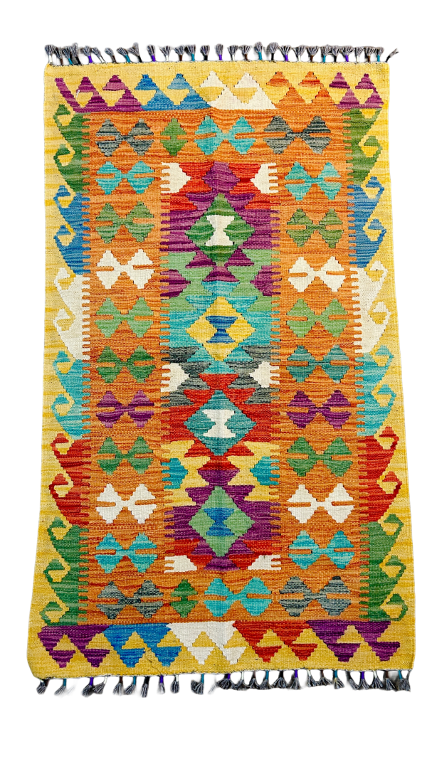 3.5x5 Afghan Multicolor Handwoven Kilim Rug