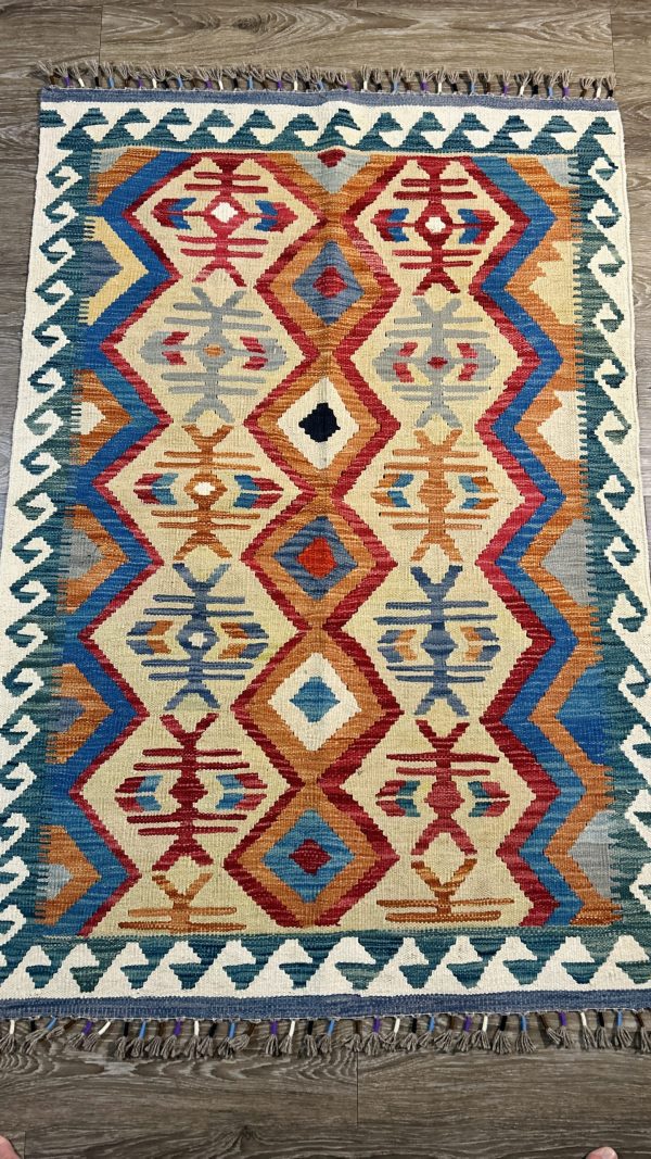 3.5x5 Afghan Multicolor Handwoven Kilim Rug