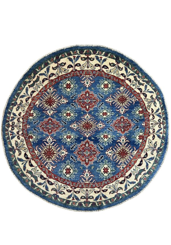 “Circle of Harmony”  Hand-Knotted Round Wool Rug 4'10" x 4'10"