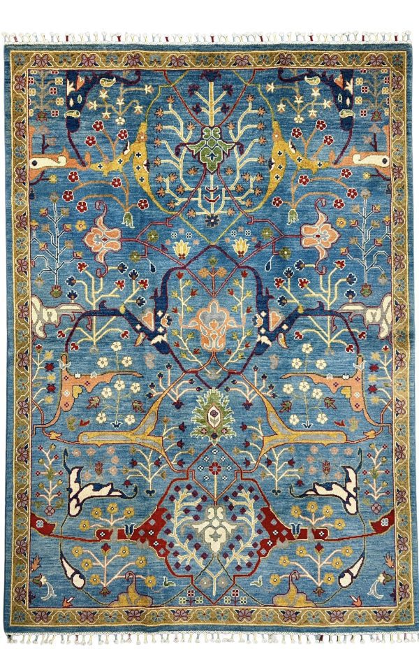 5'8"x8'4" Garden of Herat, Sky Blue Persian Rug – Hand-Knotted Masterpiece
