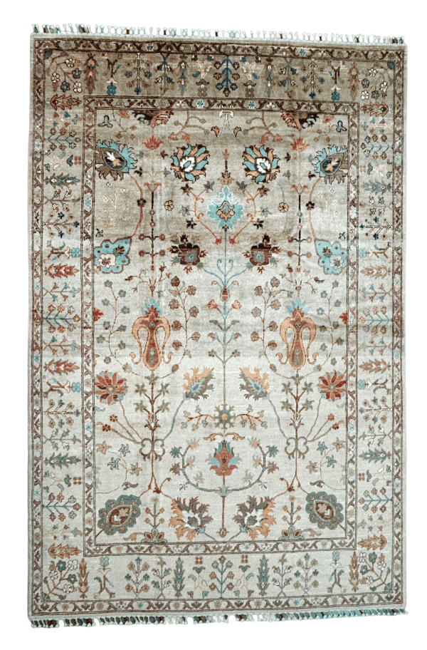 Sultani Garden – 6x9’3” Hand-Knotted Wool Rug (Persian Design, Made in Afghanistan)