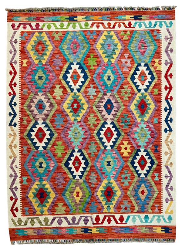 6x8 Handwoven Kilim Rug– Flatweave, Southwestern & Tribal Design