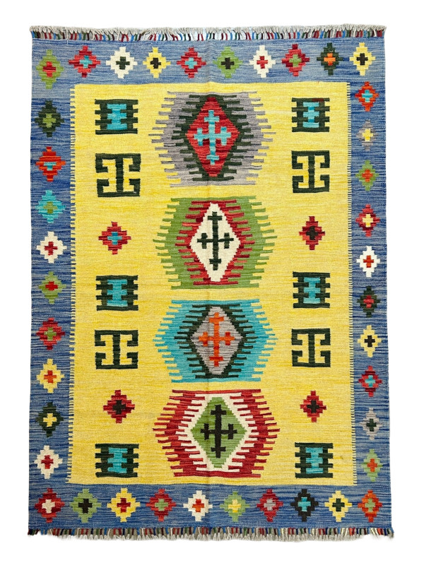 Sunburst Spirit – Handwoven Southwestern Kilim Rug 5x7