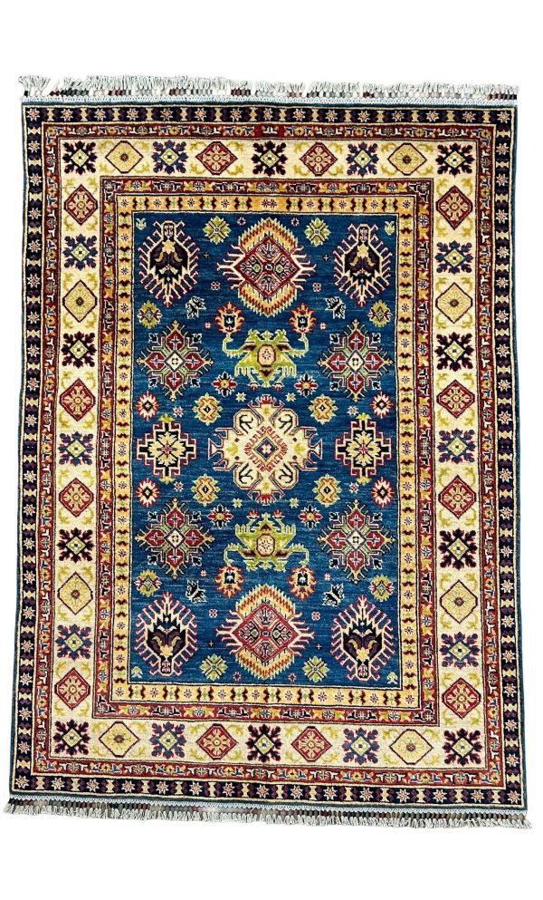 Persian Rug 5x7 – Deep Blue Tribal Medallion | Artisan Kazak-Style Area Rug