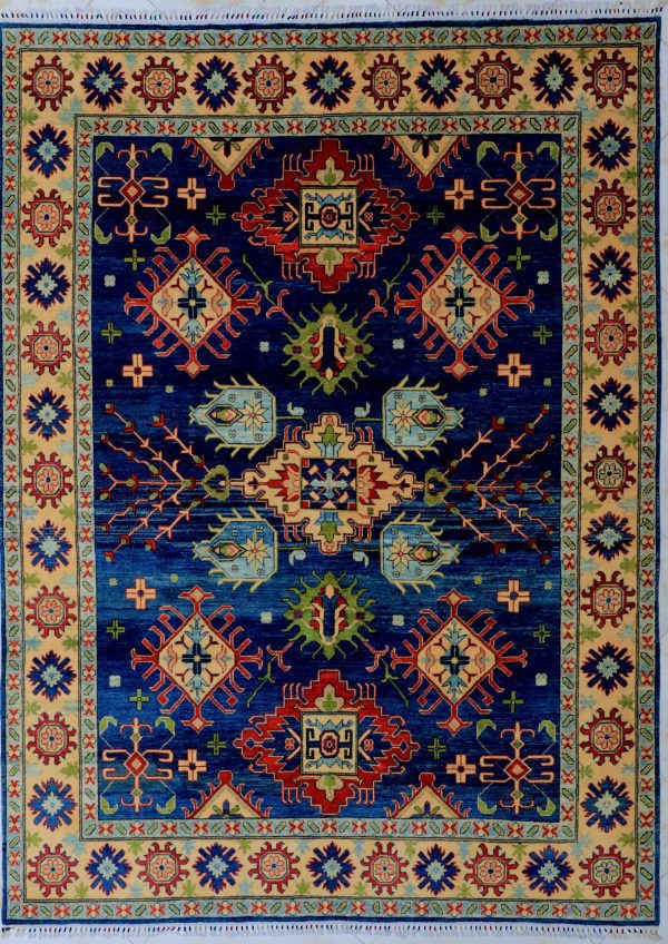 The Blue Kazak Majesty – 8x10'6" Handwoven Afghan Wool Rug
