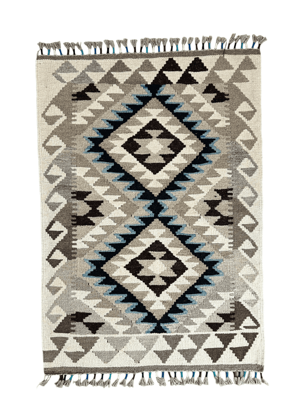 Handmade Kilim Rug, 3x3'9", Southwestern Style, Flat weave, Reversible, Durable and Washable
