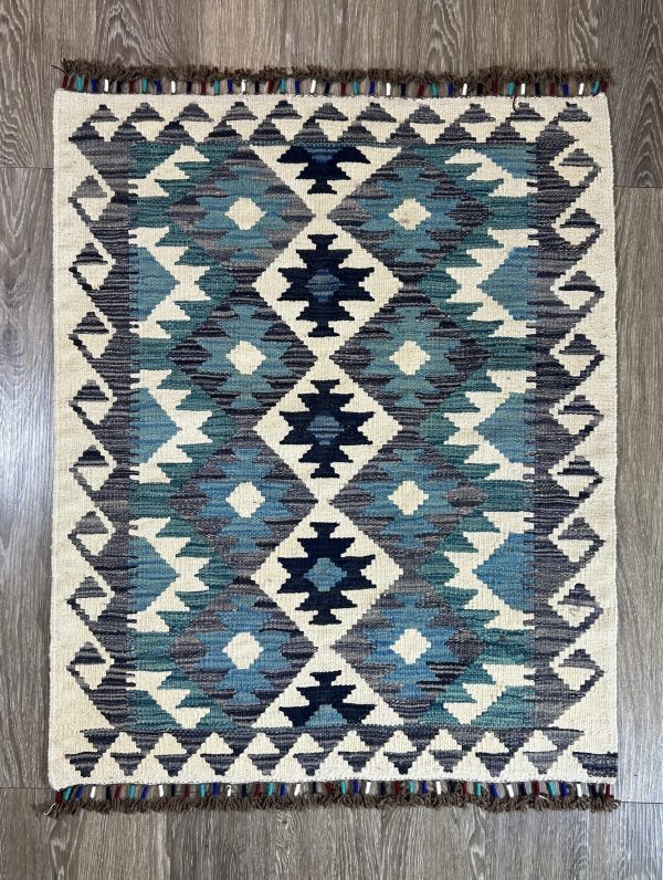 Handmade Kilim Rug, 3x4'3", Flat weave, Reversible, Durable and Washable
