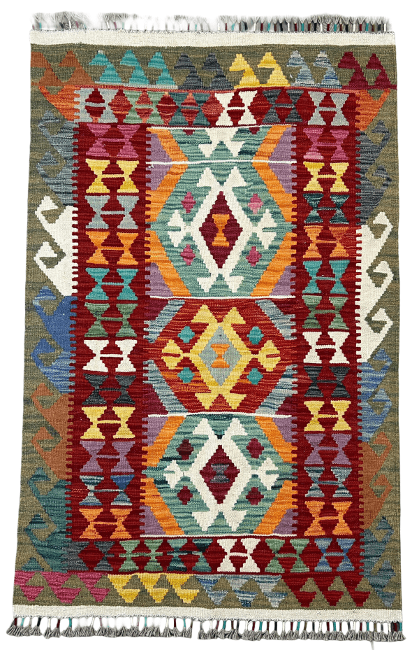 Handmade Kilim Rug, 5x3, Flat weave, Reversible, Durable and Washable