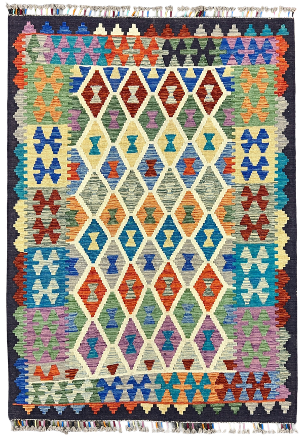 Handmade Kilim Rug, 6x4, Flat weave, Reversible, Durable and Washable