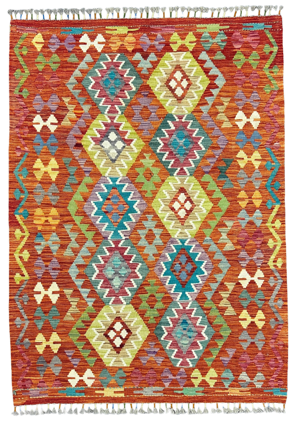 Handmade Kilim Rug, 6x4'3", Flat weave, Reversible, Durable and Washable