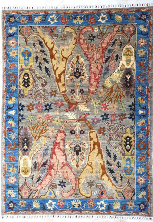 Royal Blue Botanical Heritage Rug, Persian Rug 8x6