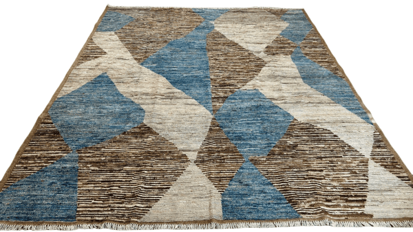 Blue Horizon – Artisan Wool Area Rug 8’5”x10, Handmade, Soft and Durable