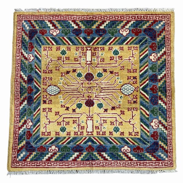 Royal Geometry – Handwoven Afghan Square Rug (2'8" x 2'8")