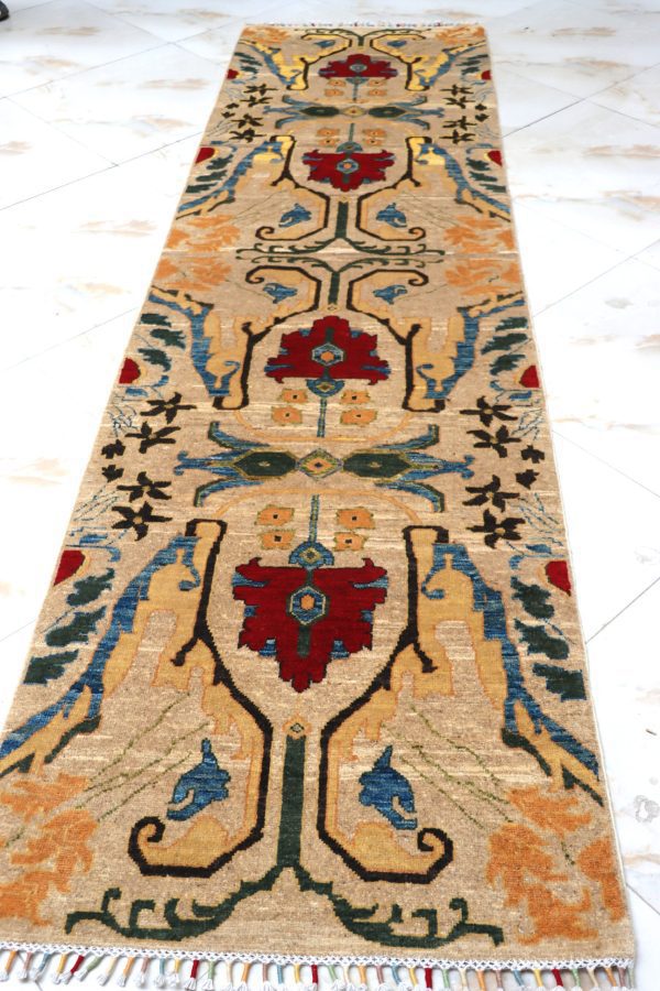 Authentic Handmade Persian Hallway Runner 2'7"x10 – New– 100% Wool, Floral Design