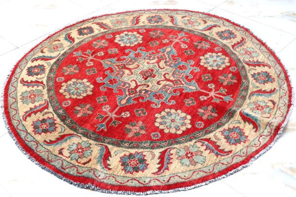 Round Persian Rug, (5X5) Timeless Afghan Round Galaxy Handmade Rug