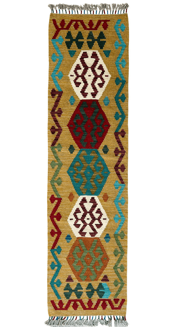 Handmade Afghan Kilim Runner Rug (1'11"x7) – Colorful Tribal Wool Hallway Runner