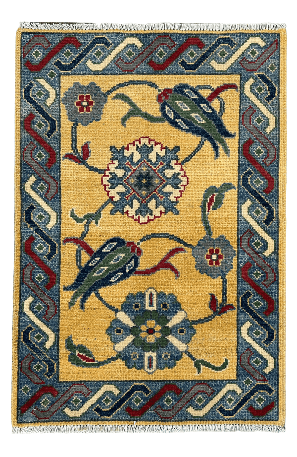Vintage Style Afghan 2x3 Rug – Floral Handmade Wool Rug