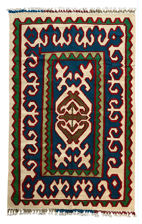 Vintage Style Kilim Rug (3'4"x5'5")– Handwoven Wool Accent Rug