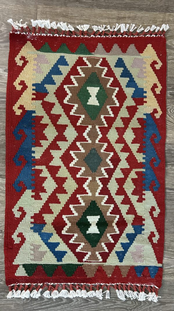 Handmade Afghan Kilim Rug 2x3 – Colorful Tribal Wool Accent Rug