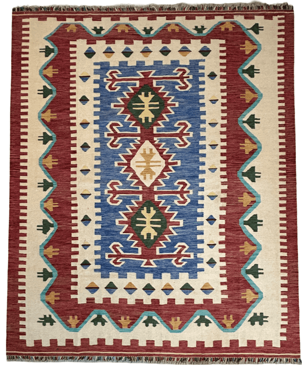 Authentic Kilim Rug (8'3"x10'3") – Handmade Wool Geometric Beauty
