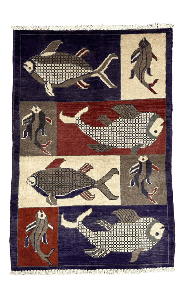 Artistic Handmade Wool Rug (2'10"x4'4" ft) | Fish Design, Soft & Durable