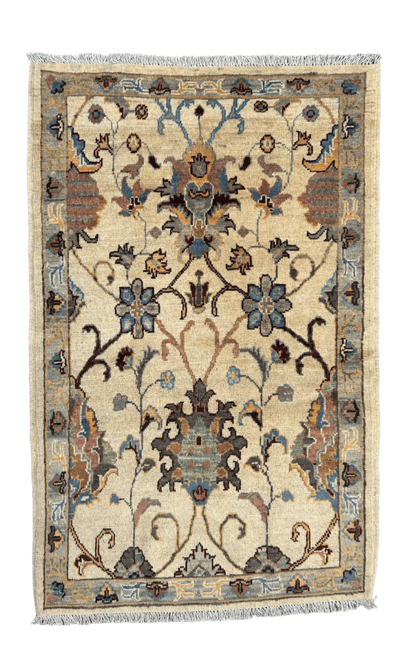 Vintage Floral Design | Handmade Afghan Rug – 2'9" × 4'3"
