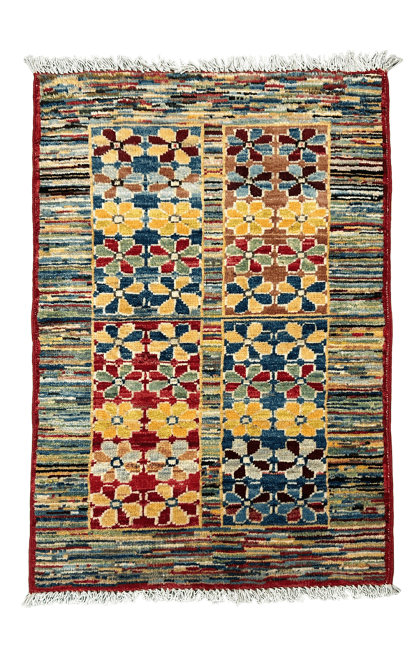 Floral Design Handmade Afghan Rug | 2’ × 3’, Wool Gabbeh Rug