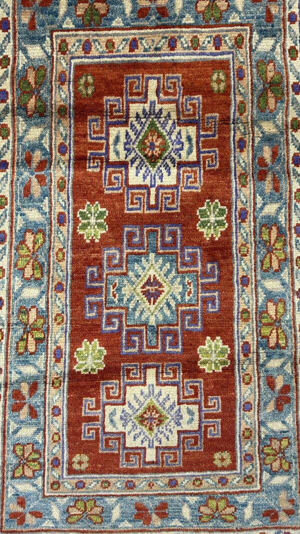 Rust & Blue Heritage | Handwoven Natural Wool Rug 2’ × 3’8”