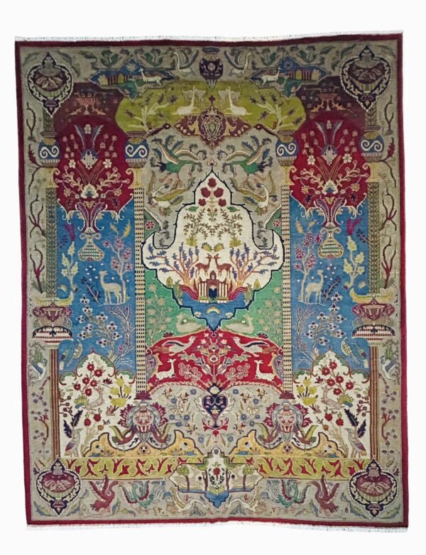 Persian Garden | Handwoven Natural Wool Rug 9’4” × 12’ Grand Floral & Bird Animal Motif Rug