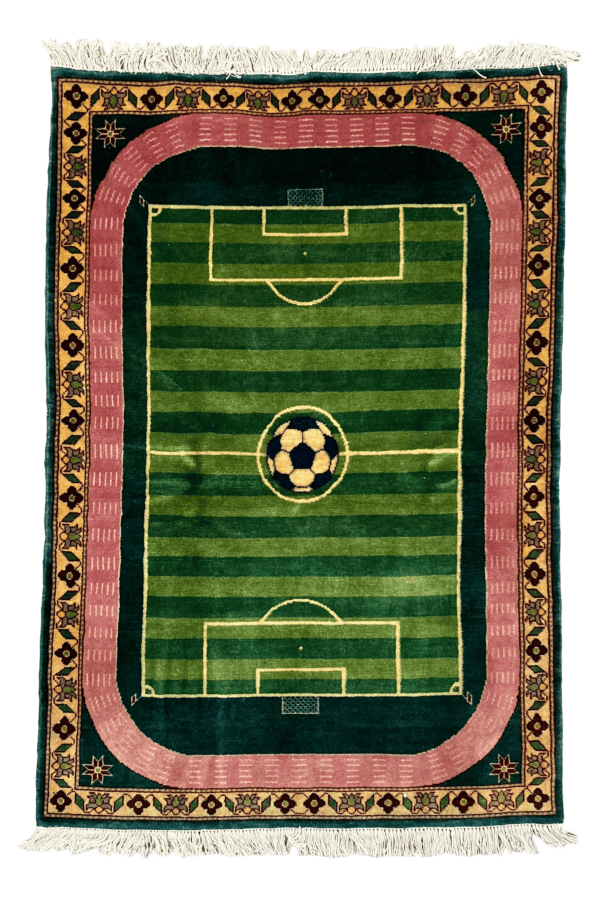 Hand-Knotted Soccer Field Rug | Premium Soft Wool 3’2” × 5’