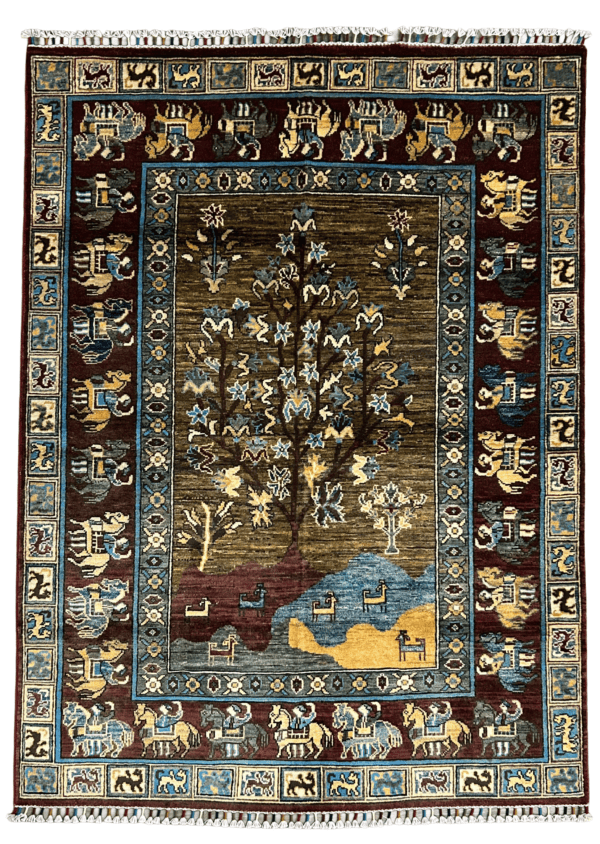 The Tree of Life | Garden of Heritage | Handmade Afghan Rug – 4’10” × 6’9