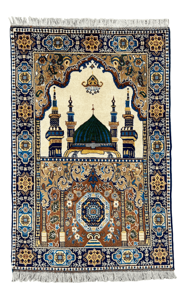 Handmade Afghan Wool Prayer Rug, Luxury Islamic Prayer Mat, 3’ × 4’7”, Sajjada Al-Noor