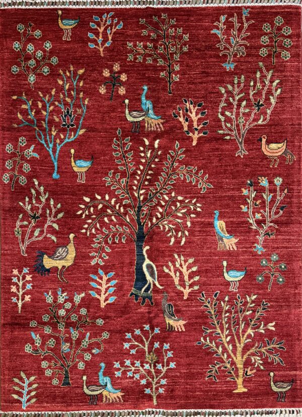 Handmade Rug – Birds & Tree of Life Rug | 5' × 7' The Enchanted Garden