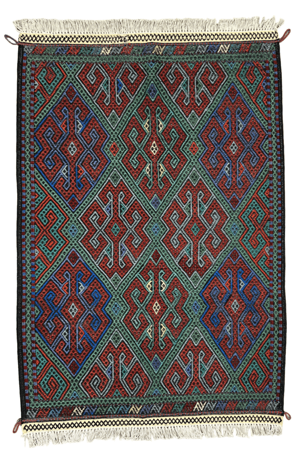 Geometric Tribal Kilim Area Rug, Traditional Afghan Kilim – Handwoven Kilim 3’2” × 5’